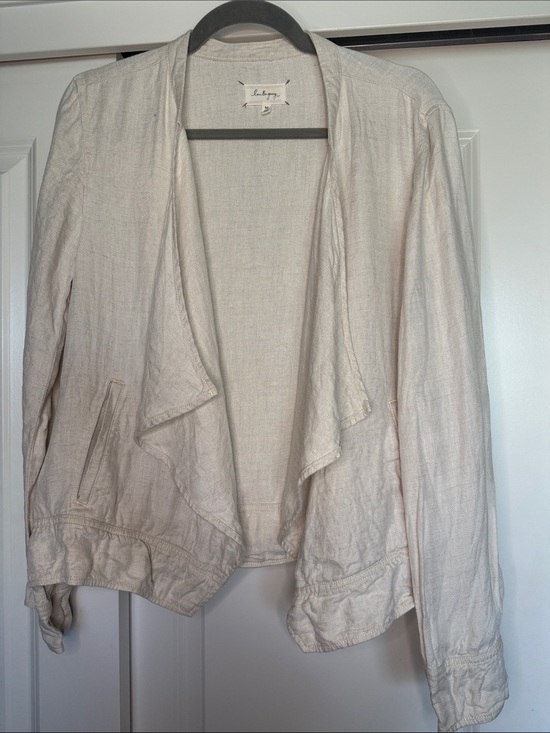 Lou & Grey Jackets & Blazers - Lou & Grey Linen Open-Front Cream Jacket